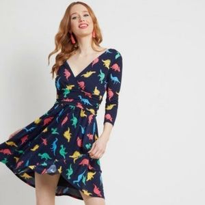 Modcloth Jessy B Like New Dinosaur A-line dress in Navy 1x